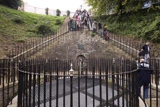 The mesh&ndash;covered top of the shaft